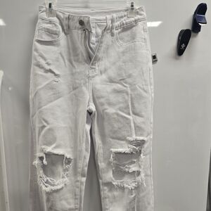 Distressed White Jeans